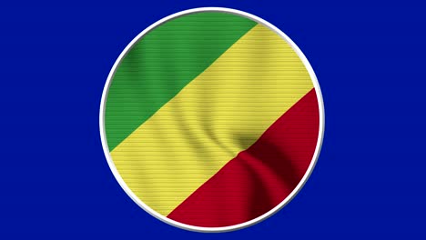 republic of congo circular flag loop - realistic 4k flag waving in the wind