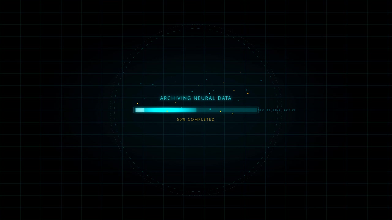 Futuristic Digital Progress Bar Archiving Neural Data