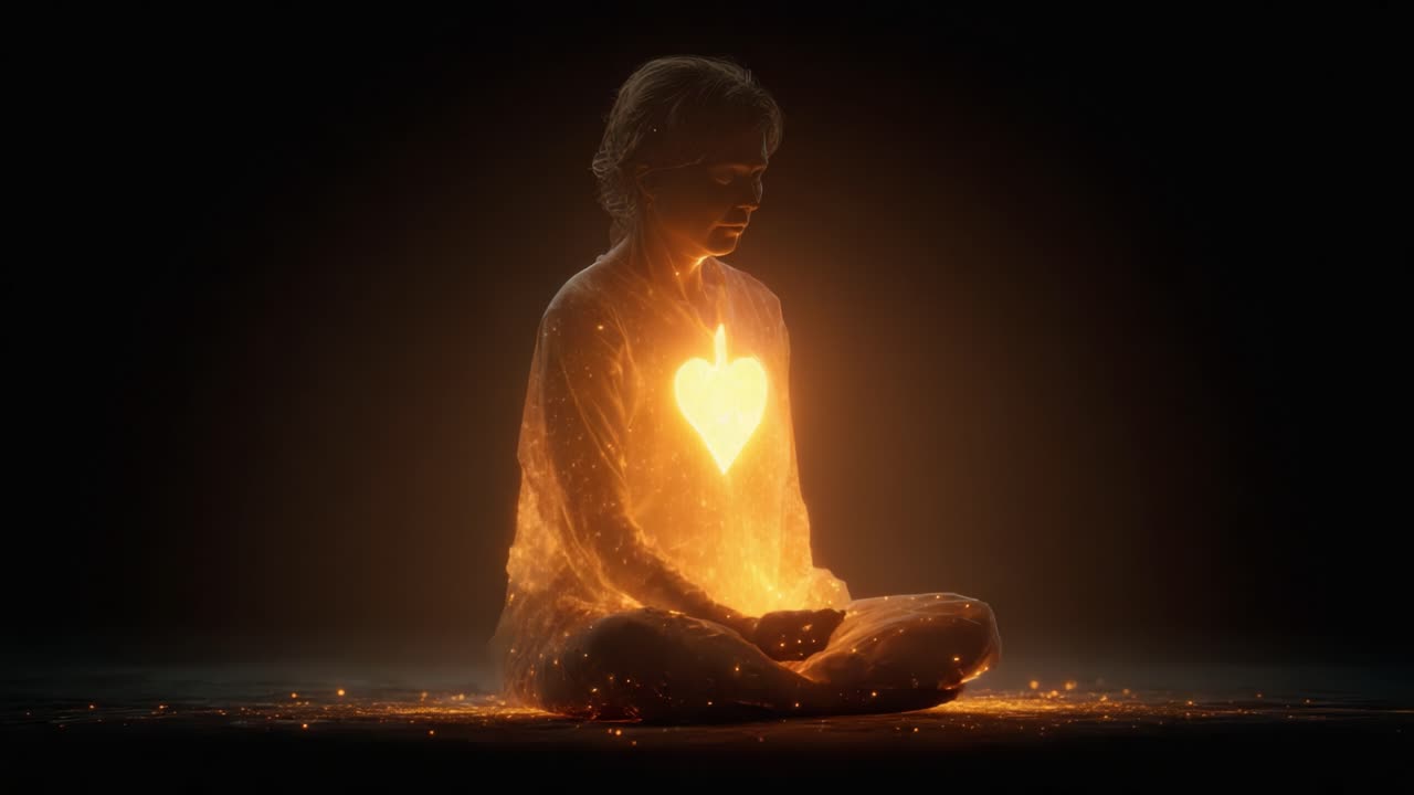 A Transcendent Journey: Exploring Inner Light and Connection Through Meditative Forms and Heart-Centered Energy in a Captivating Visual Experience