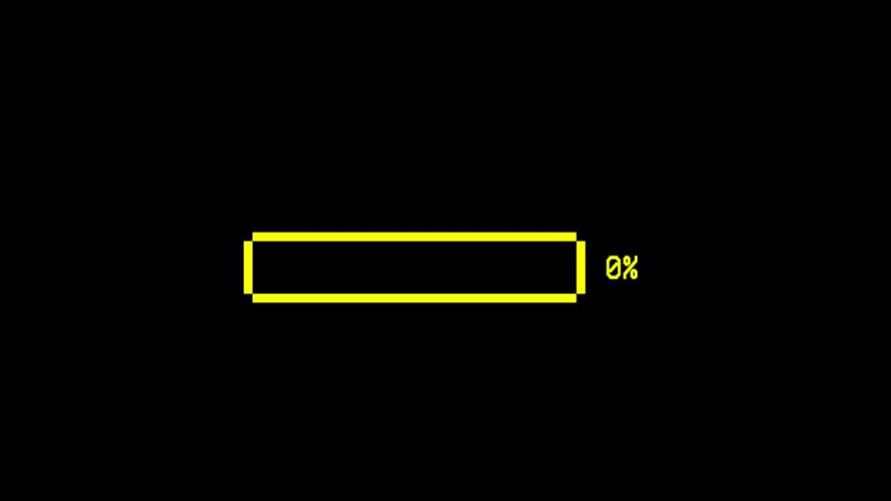 Animation colorful loading bar on black background.