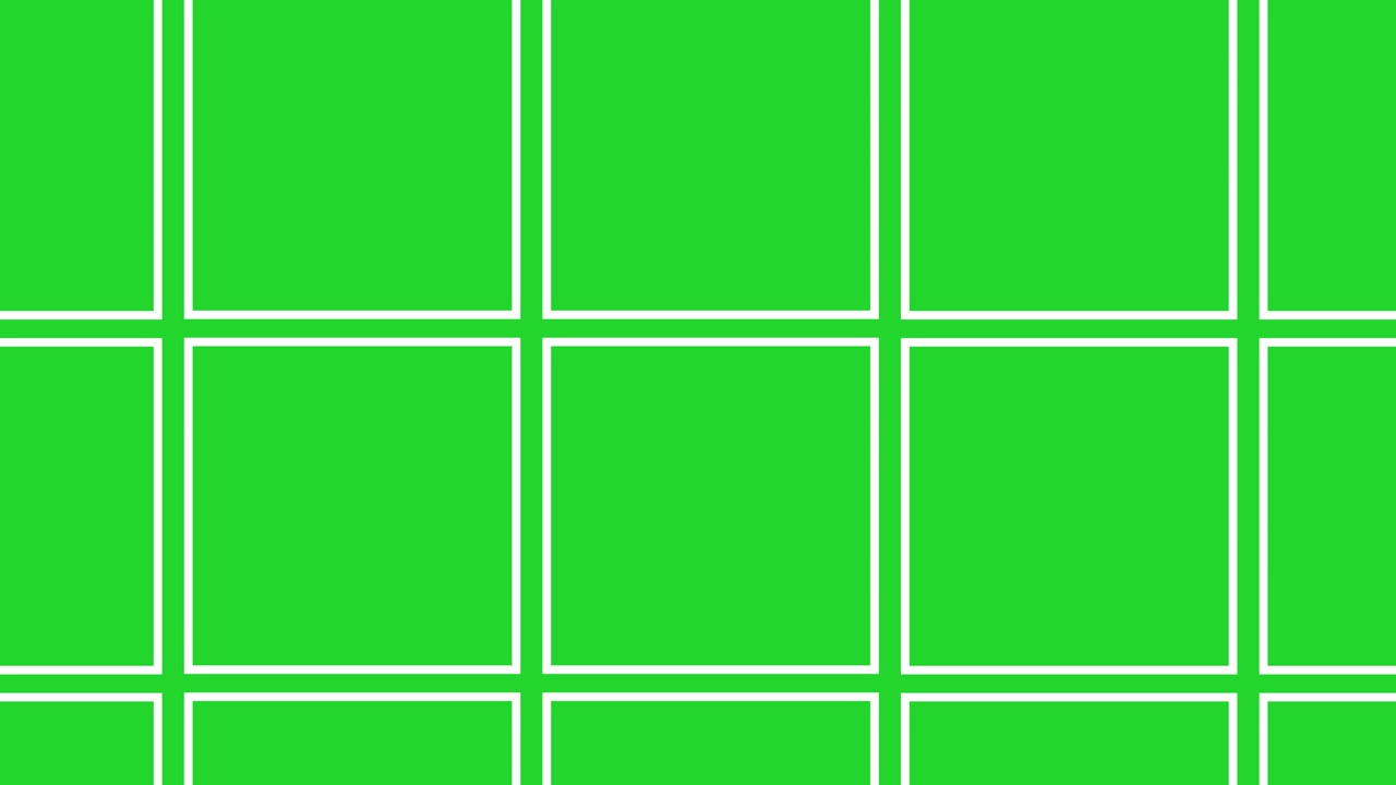 Green screen grid frame background rectangular guides in a clean layout chroma key editing collage