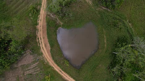 -Drohne-Fliegt-über-Wasserteich-Und-Feldweg