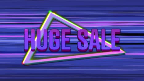 Huge-sale-graphic-and-colourful-triangles-on-a-streaking-purple-background