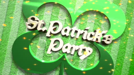 st patrick party with green shamrock and gold glitters on striped pattern