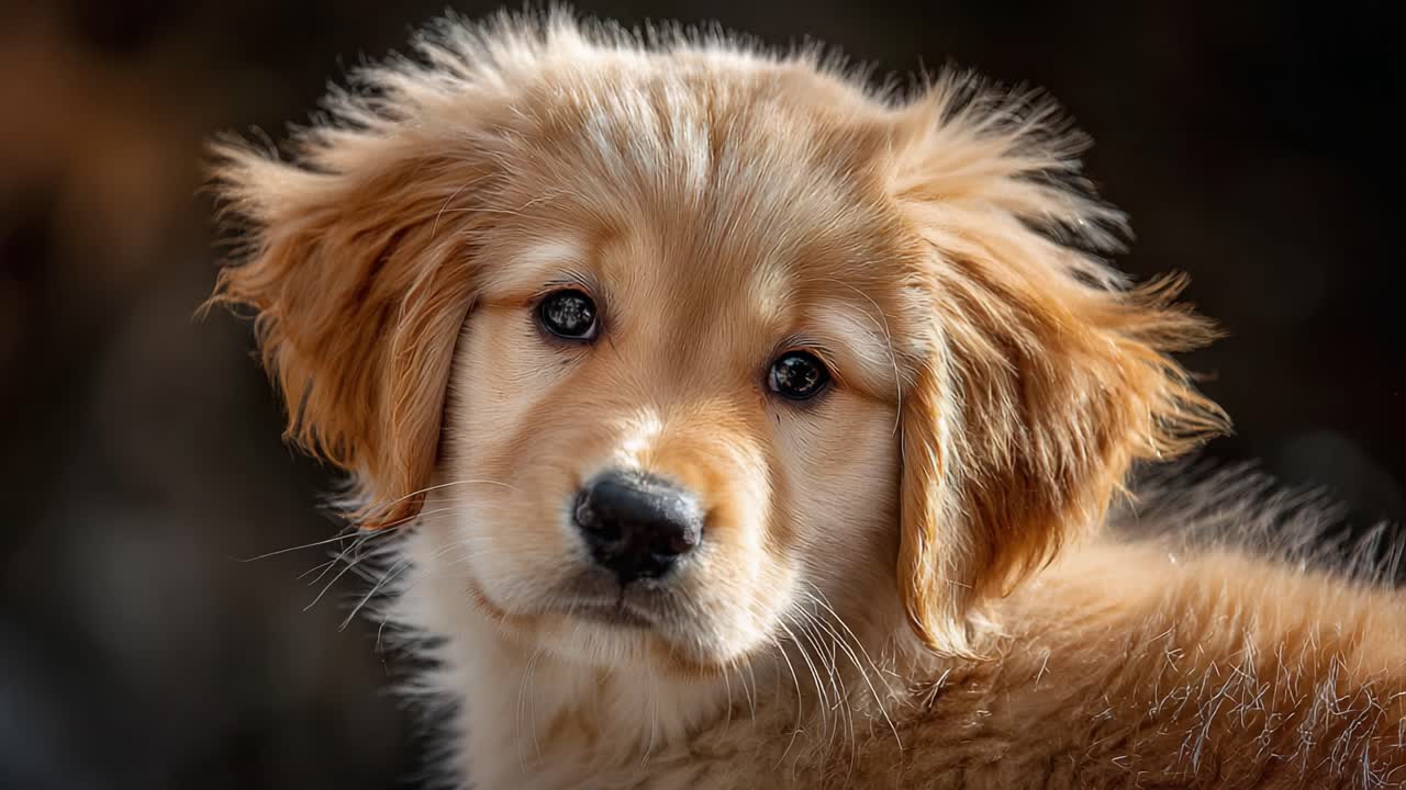 Adorable Golden Puppy Showcasing a Heartwarming Expression in Two Frames, Capturing Innocence and Playfulness in Every Detail