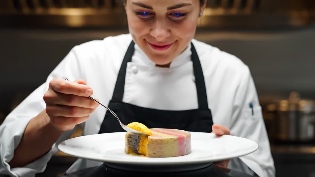 A Chef Plating a Dessert