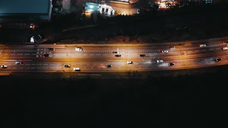 busy a40 road at night, west london evening commute traffic, aerial view