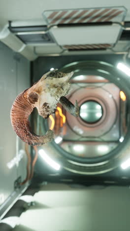 ram skull in a futuristic lab