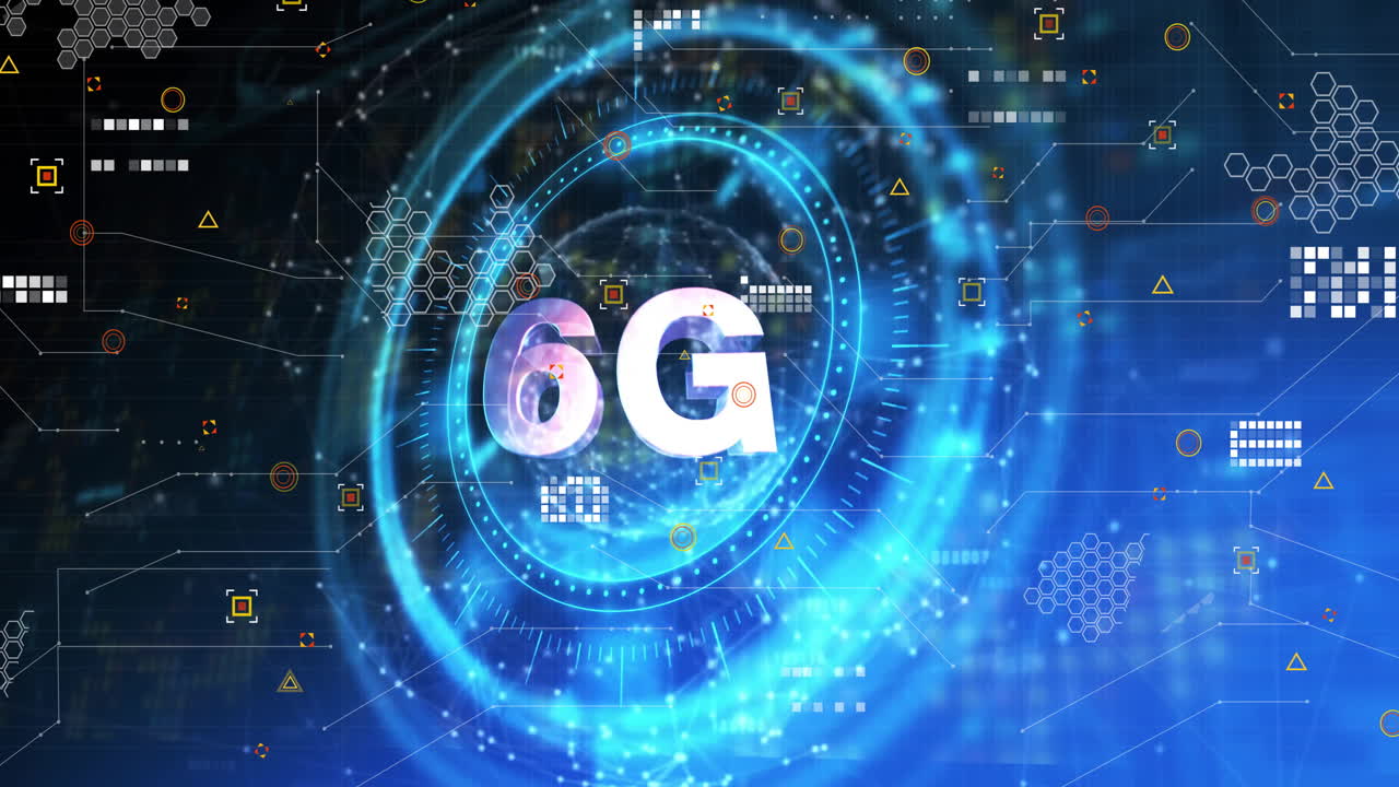 animación de múltiples formas y más de 6 g de texto en círculos iluminados