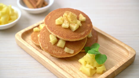 apple pancake or apple crepe with cinnamon powder