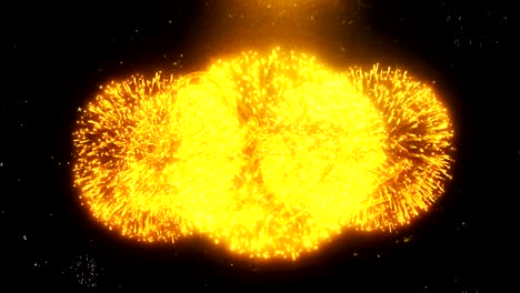 Eid Mubarak_Urdu Text Wish On Firework Display Explosion Particles.