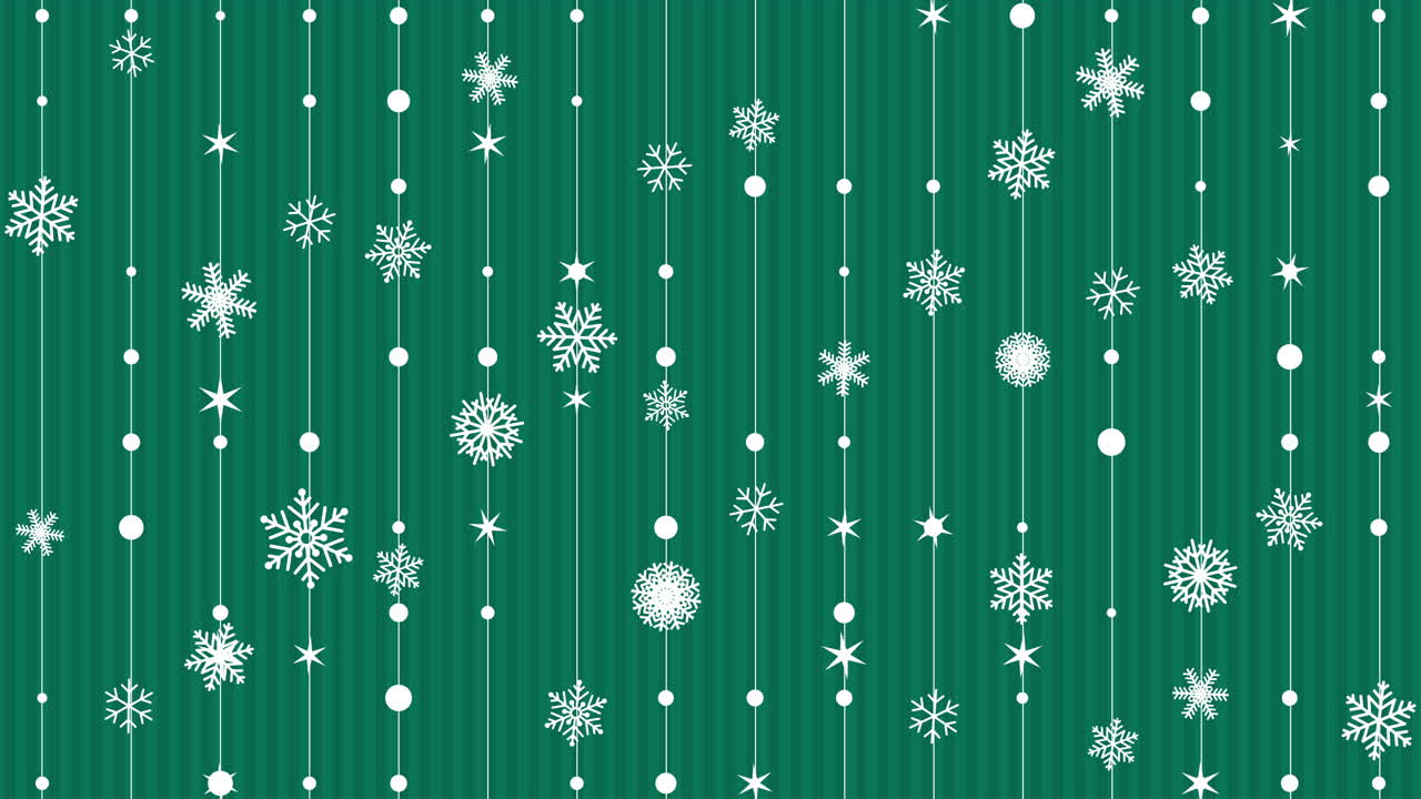 Vertical snowflake garlands on green stripes