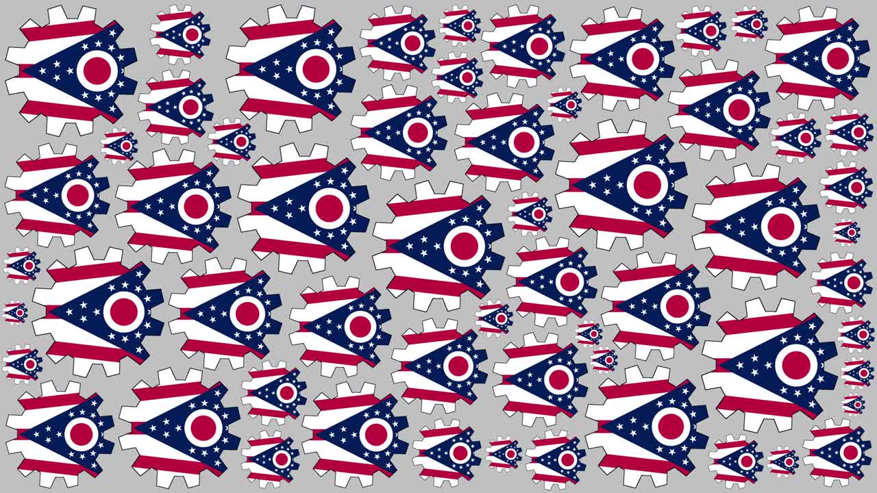 bandera del estado de ohio engranajes girando fondo