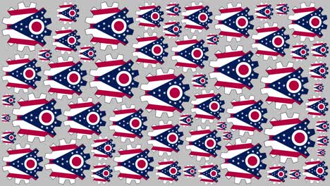 ohio us state flag gears spinning background