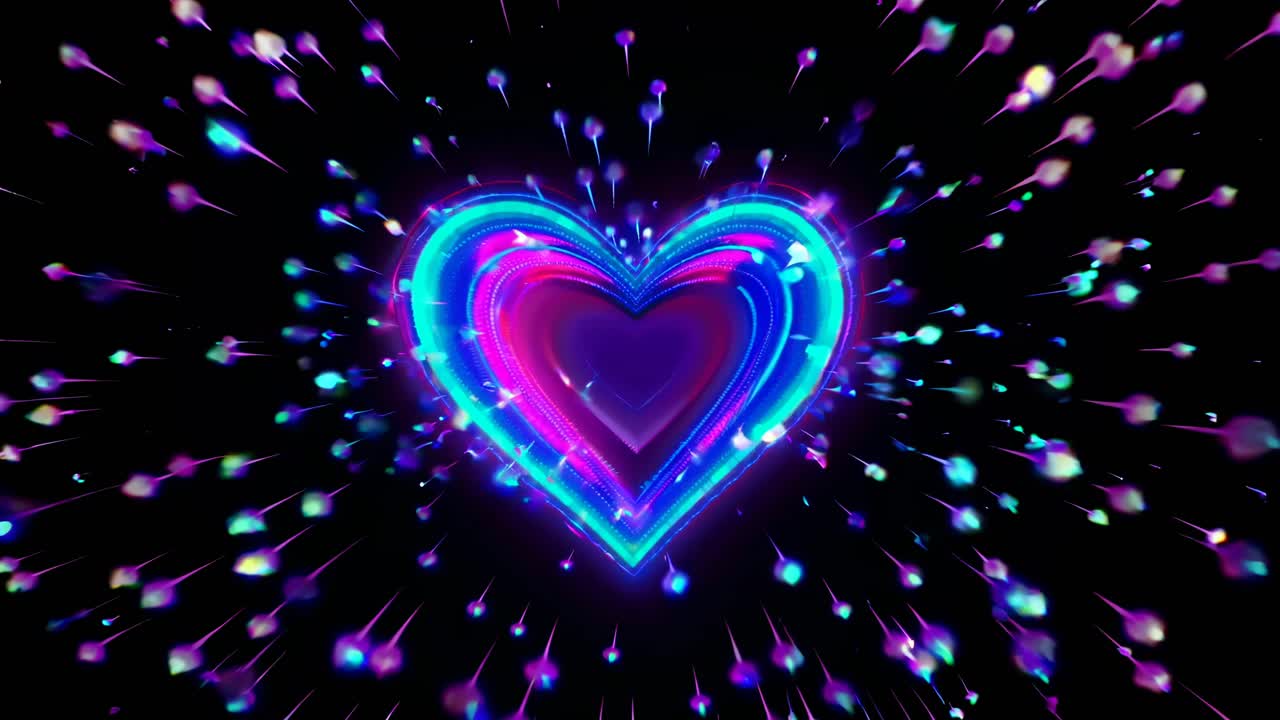 빛나는 다채로운 심장 추상 예술