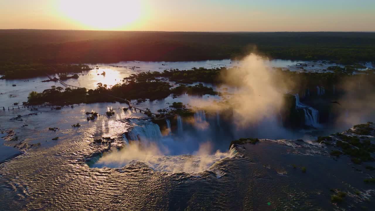 beautiful sunset at Iguazu Falls