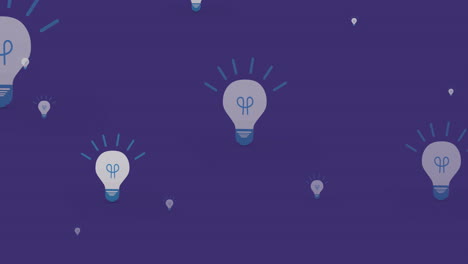 Animation-of-moving-lightbulb-icons-on-blue-background