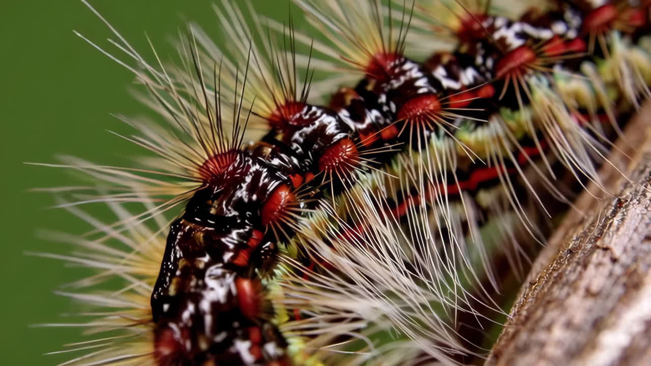 Macro shot of a colorful caterpillar