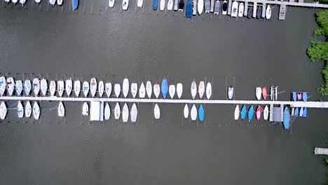 top-down aerial view of sailboat harbor next to steinhuder meer lake