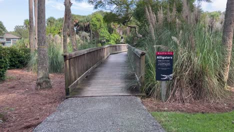 Kreuzungsbrücke-Auf-Der-Insel-Kiawah-Alligatorwarnung