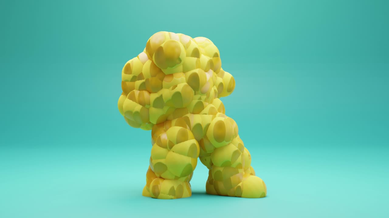 el clip de baile del monstruo del queso aislado. personaje de cheddar, baile del parche de repollo, baile tonto, renderizado en 3d
