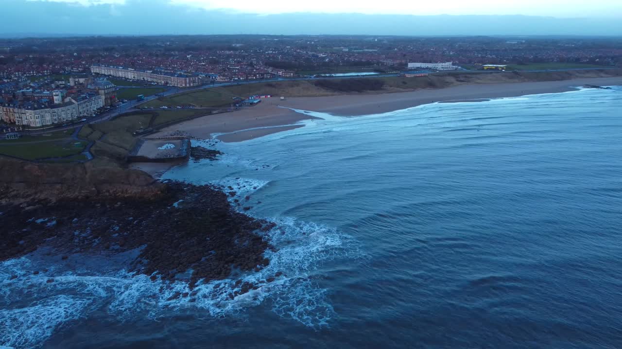Relaxing coastal view at Tynemouth with gentle waves at Longsands Beach - Newcastle coastline