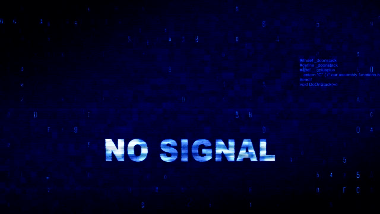 No Signal  Text Digital Noise Twitch Glitch Distortion Effect Error Animation.