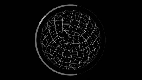 animation of spinning globe and data processing over black background