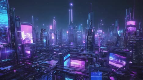 futuristic neon cyberpunk cityscape at night