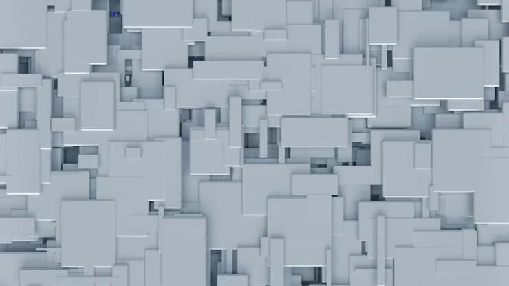Animation of blue 3d blocks covering abstract background