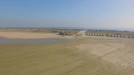 aerial: the veerse dam  with touristic beachhouses