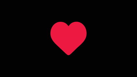 white heart icon transformation animation from outline to red filled heart, post like on instagram, black screen background