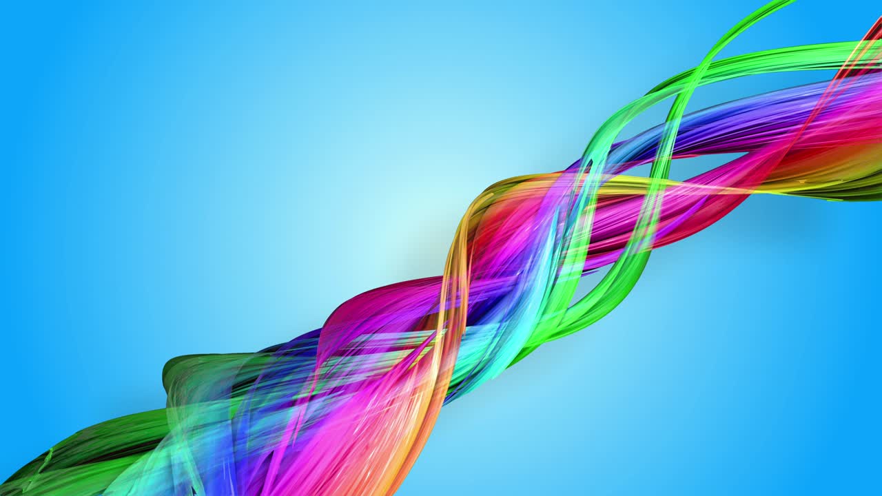 무지개 줄무는 원형으로 움직이고 추상적인 배경으로 휘어집니다.