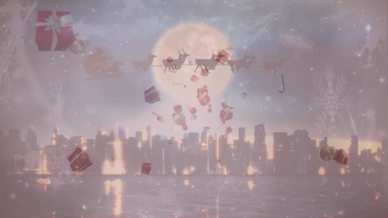 크리스마스 선물, 과자, 과자 막대기 위에 떨어지는 눈송이