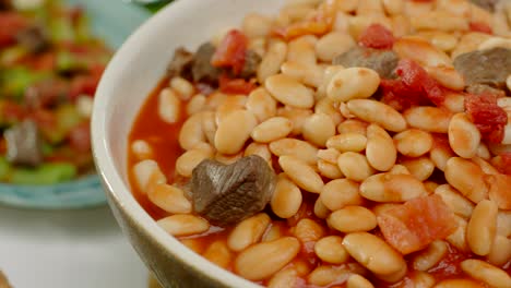 traditional mediterranean style cooked beans.