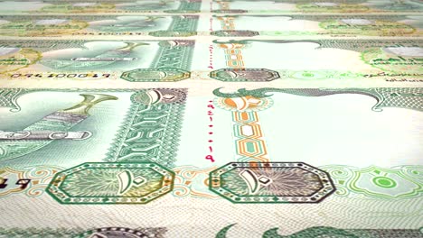 banknotes of ten dirhams arabs rolling on screen, cash money, loop