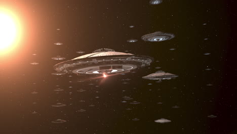flota de ovnis en el espacio
