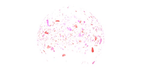 millones de hojas de sakura rosadas en una esfera de bola de aire en una pantalla negra