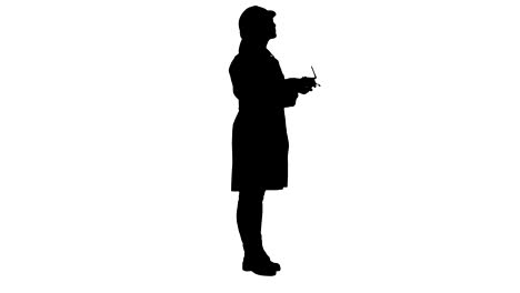 silhouette female engineer correct parts of an object using remote controller