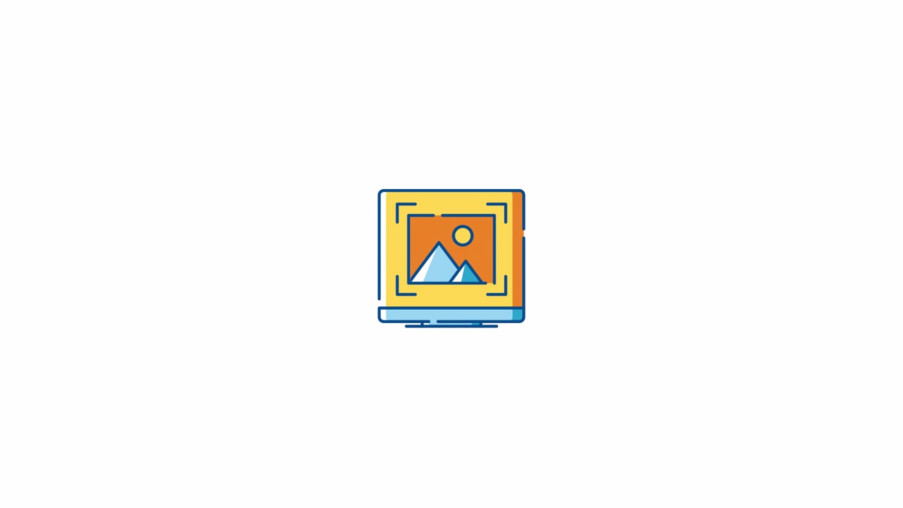 Animated Icon of Computer Monitor Displaying a Landscape Image