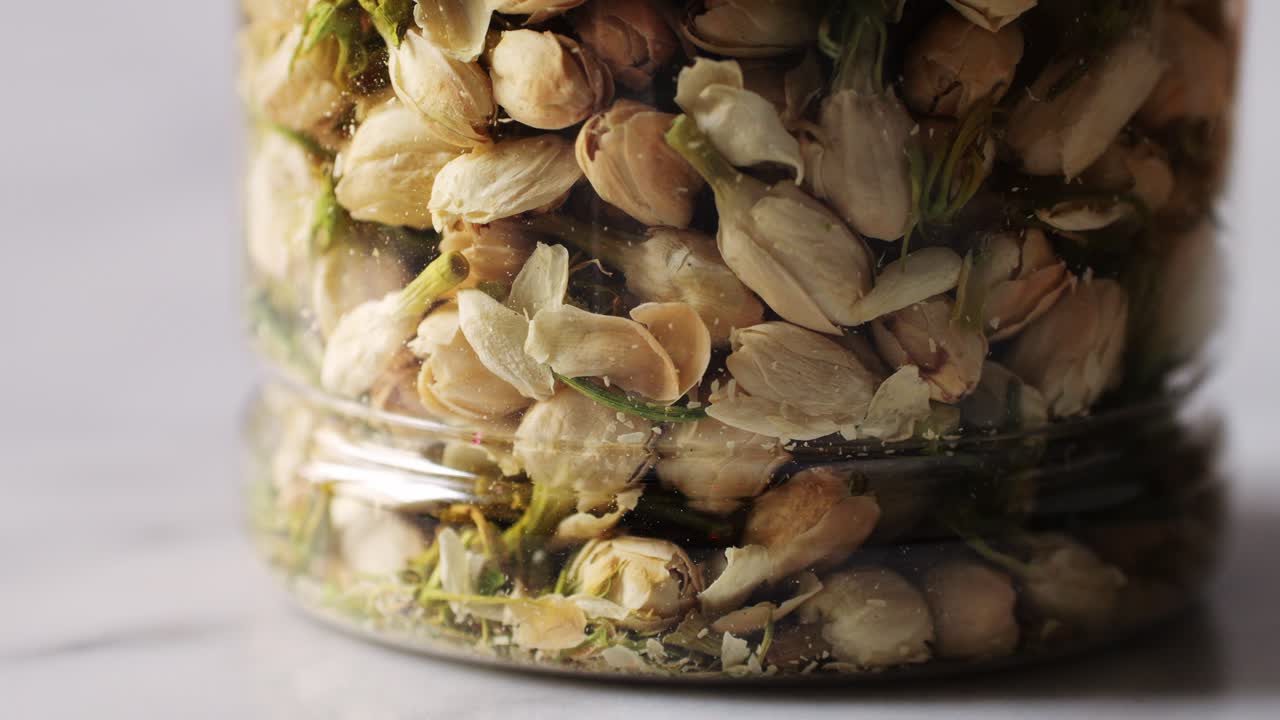 Dried Jasmine Flowers in a Jar