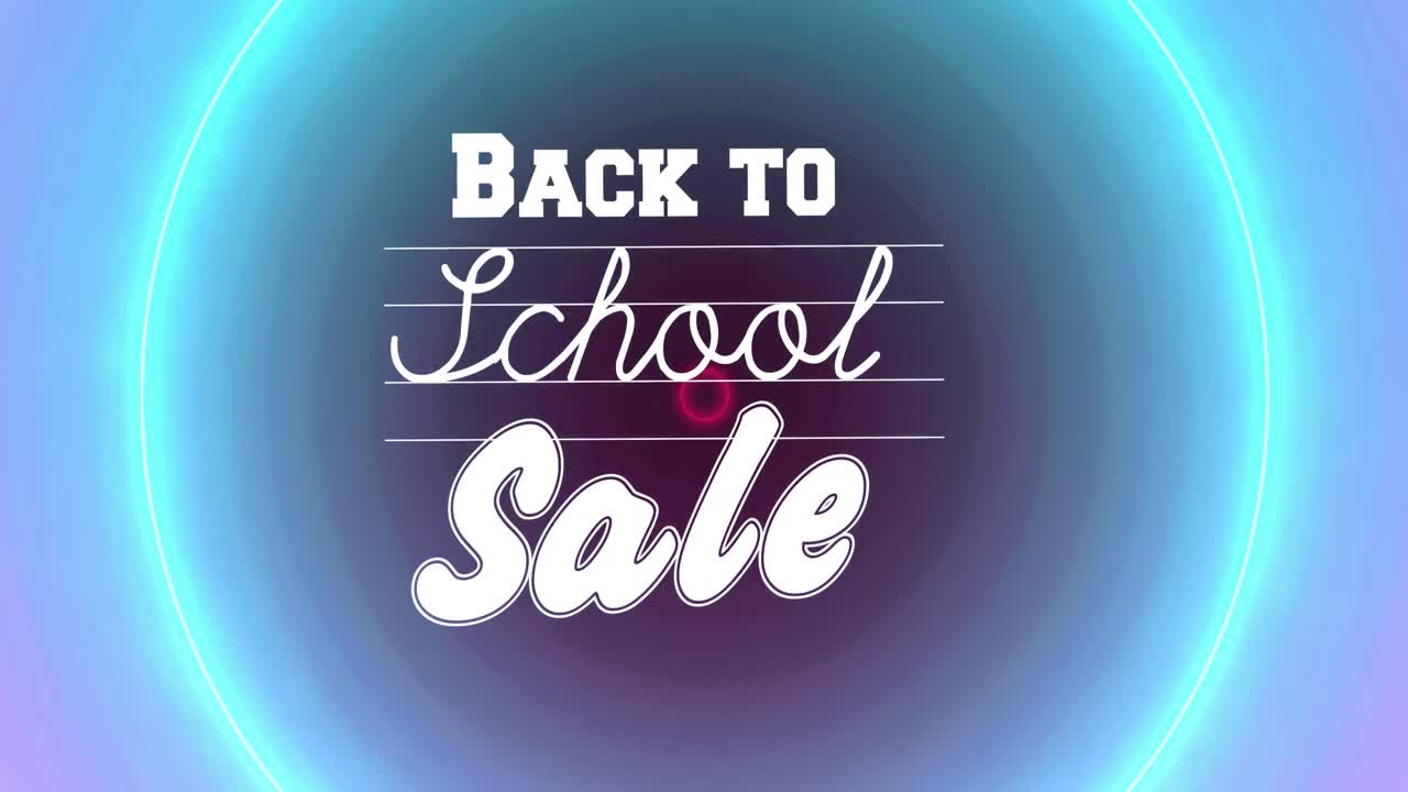 원 위의 학교 판매 텍스트의 애니메이션.