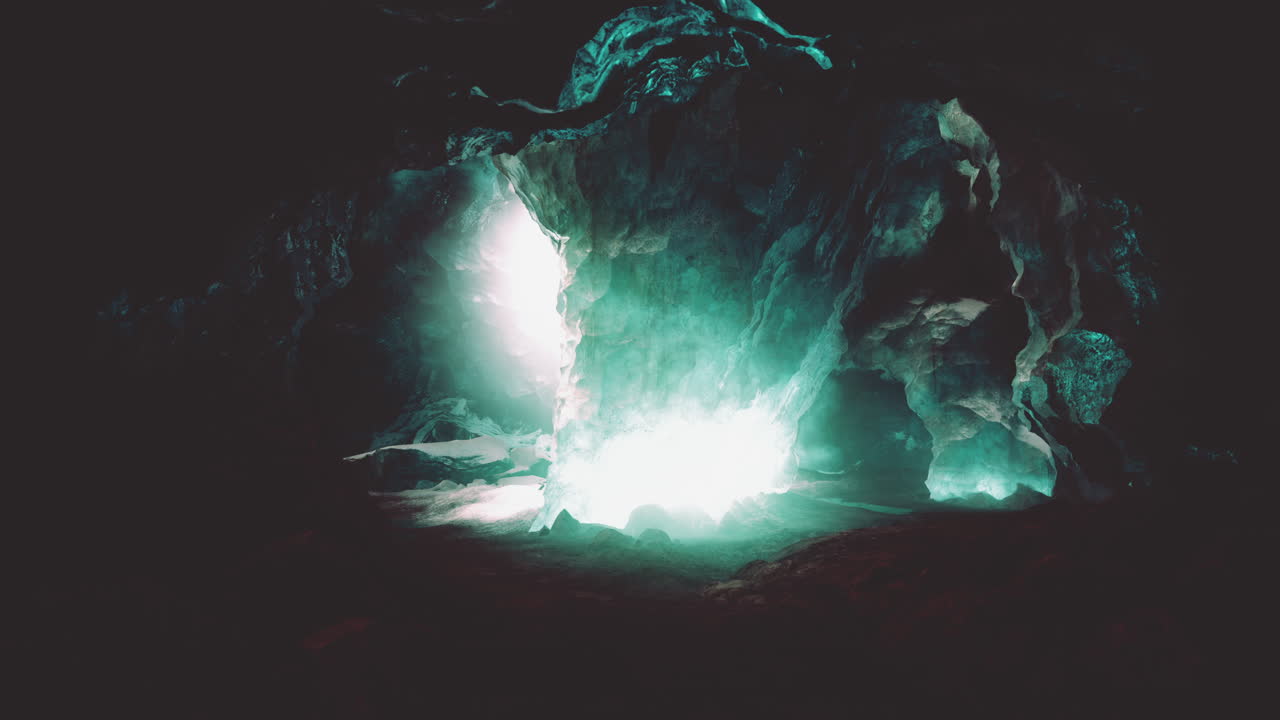 Blue crystal ice cave beneath the glacier in Iceland