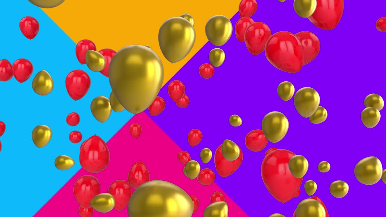 animación de globos sobre un fondo de colores