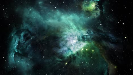 shining green nebula in the great universe