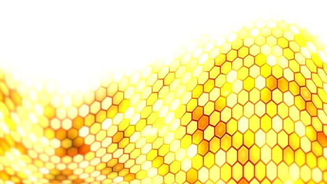 yellow electric lightning honeycomb background. glowing electric hexagon with shining light. business technology loop animation.