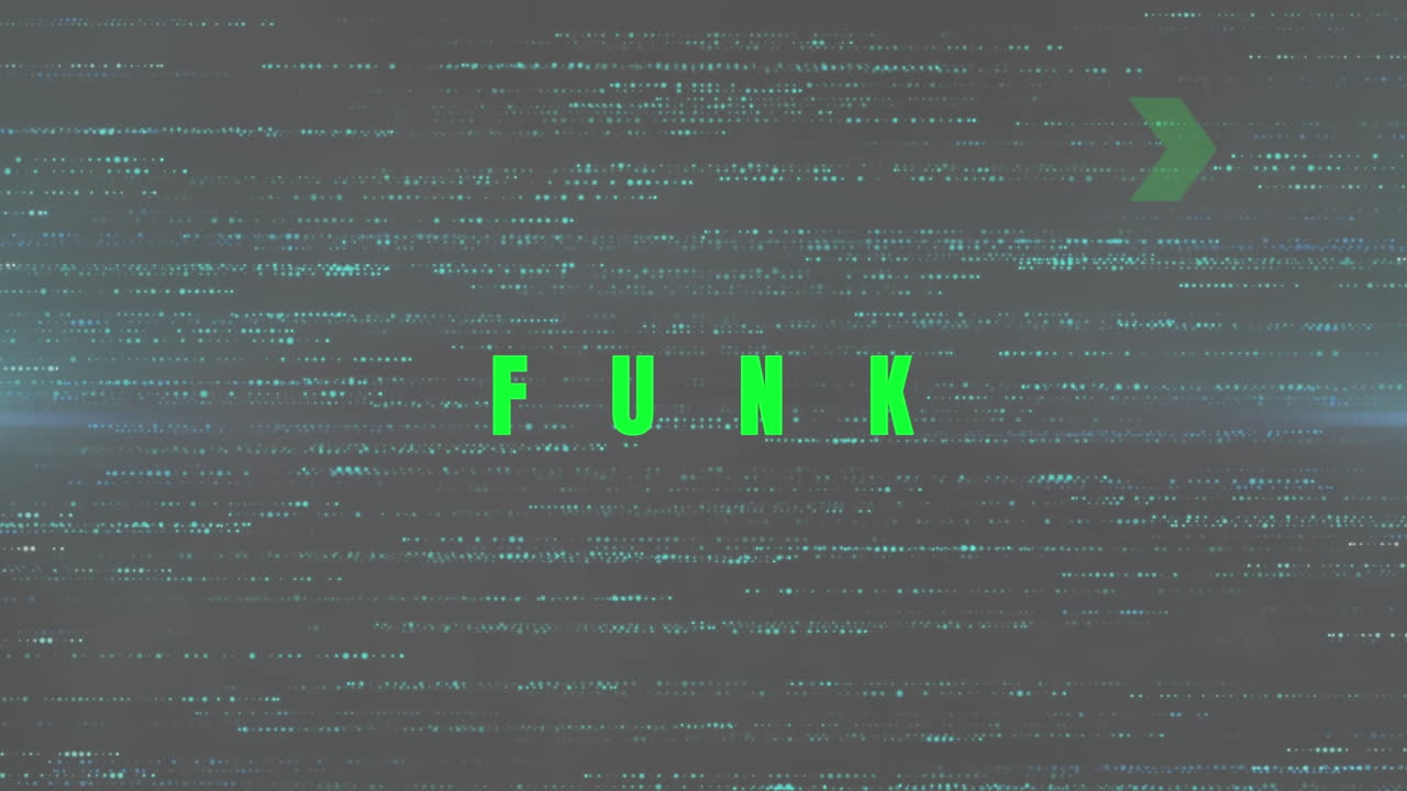 Animation of funk green text over flickering stripes