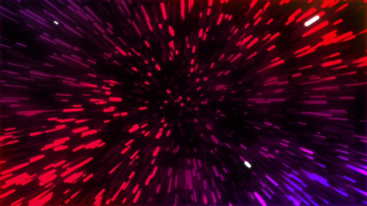 Animation of red and purple neon light trails on black background