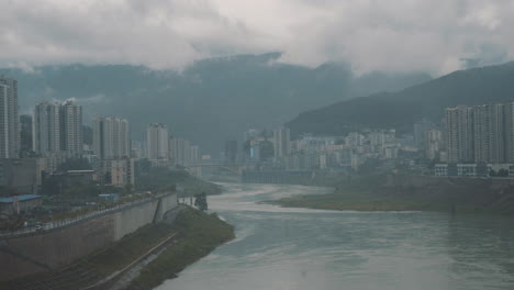 small town in rainy days