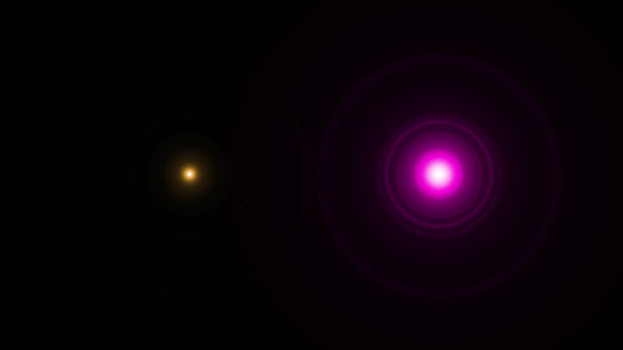 Bagliori di lenti gialli e magenta astratti su sfondo nero